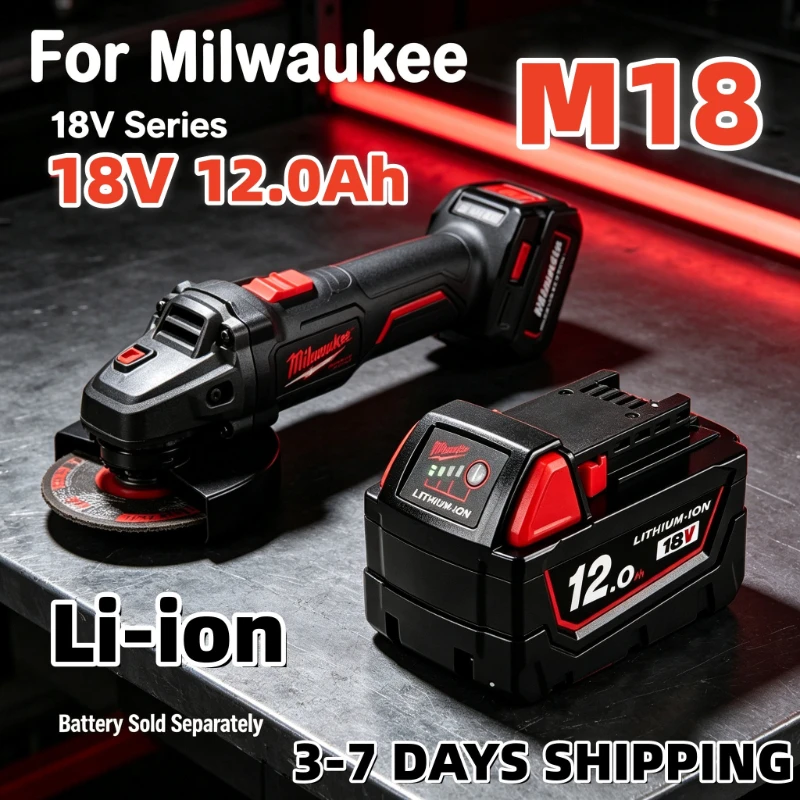 Per batteria ricaricabile agli ioni di litio Milwaukee M18 18V 12000mAh M18B5-XC, batteria di ricambio 12.0Ah per utensili 18V, batteria di ricambio.