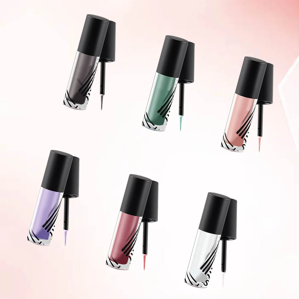 

6 Pcs Colorful Eyeliner Colored Tinted Glitter Liquid Shadow Shiny Eyeshadow Flash