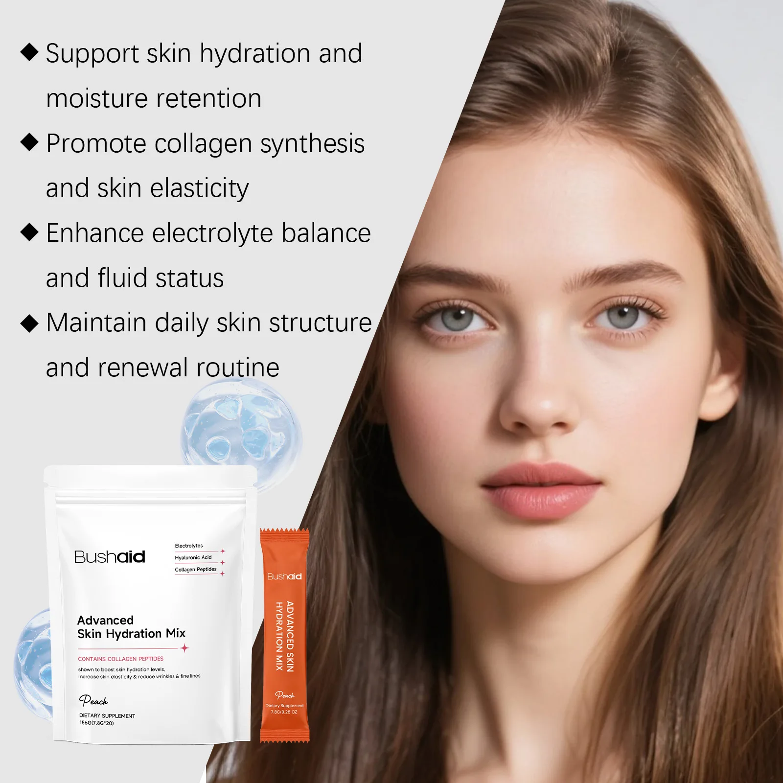 Oral Skin Hydration Liquid Supplement Improve Skin Elasticity Anti Wrinkle Reduce Fine Line Deep Moisture Beauty Drink For Women
