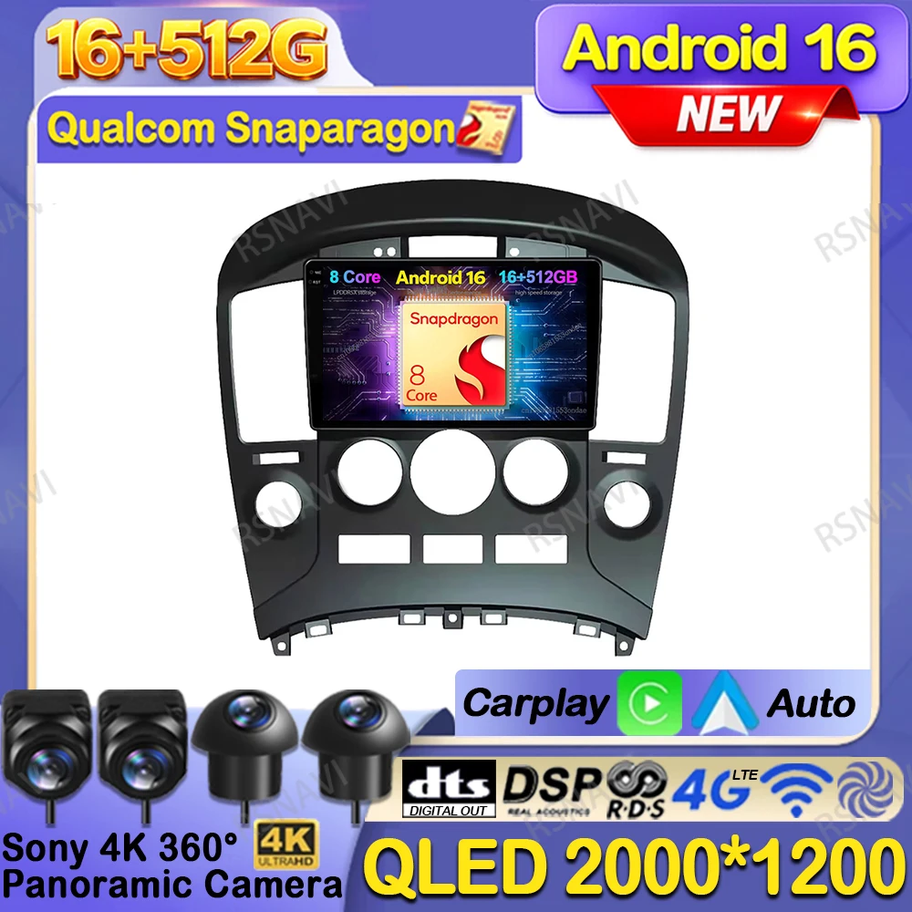 Car Radio Android 16 For Hyundai H1 Grand Starex I800 TQ 2007-2015 5G WIFI DVD Qualcomm Navigation Autoradio Head Unit GPS QLED