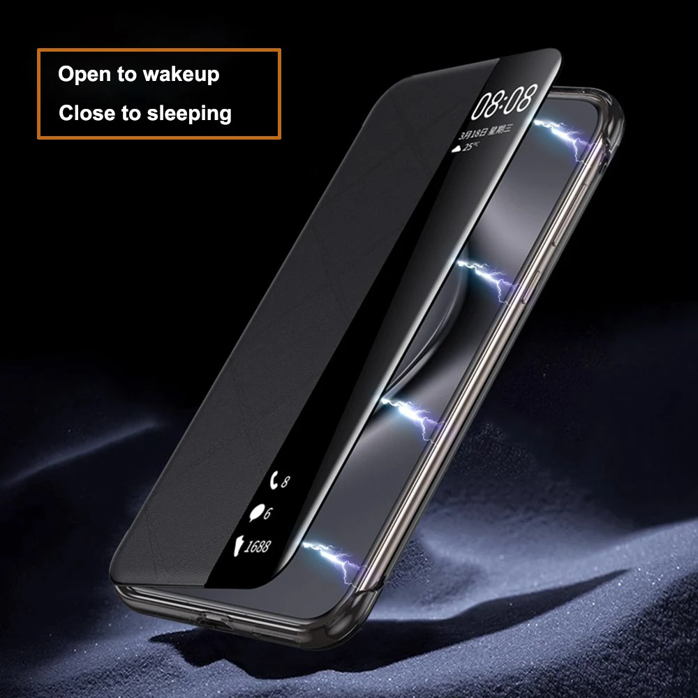 Custodia in vera pelle per Huawei Pura 70 Ultra Case Intelligent Window View Phone Protector per Huawei Pura 70 Pro Plus Cover