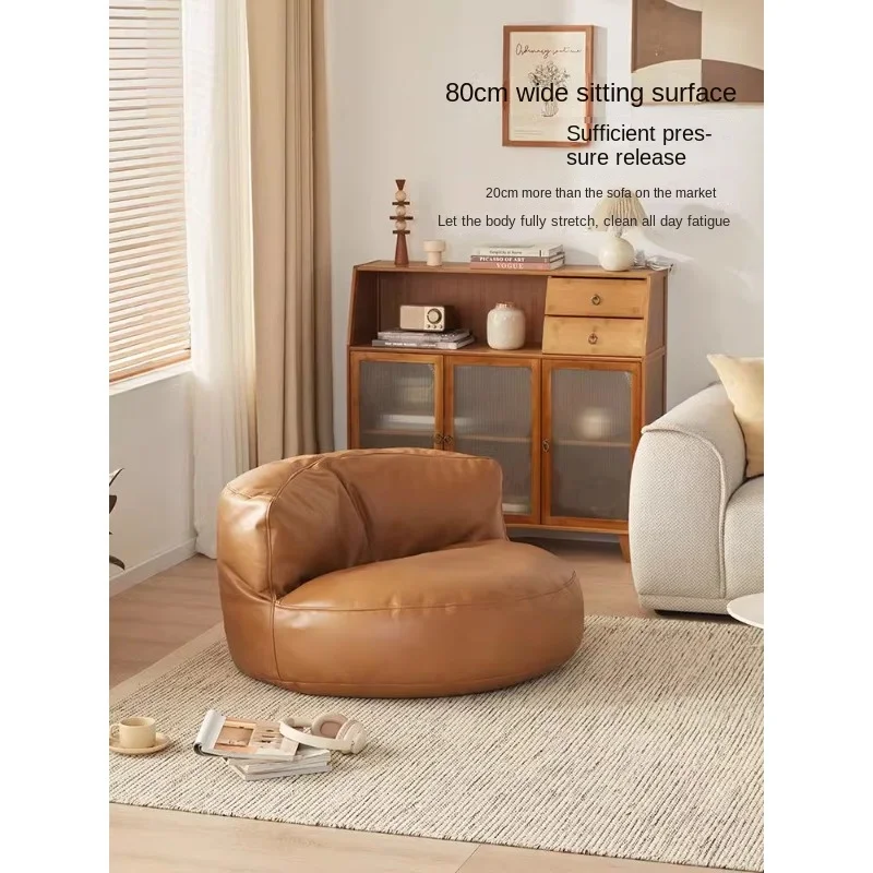 Relaxing Lounge Chair for Lazy Living, Leather Bean Bag Sofa for One Person, Ideal for Small Spaces