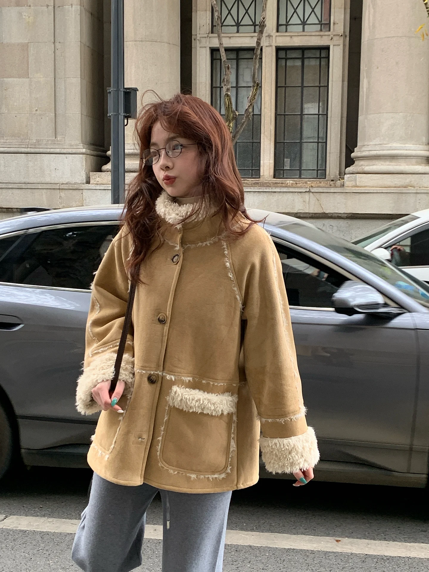 

OONA Thiened Suede Lamb Fur Jaet Women's Winter Coat Inteated Leather And Fur Warm Straight Cut Daily Wear Online Exclu...