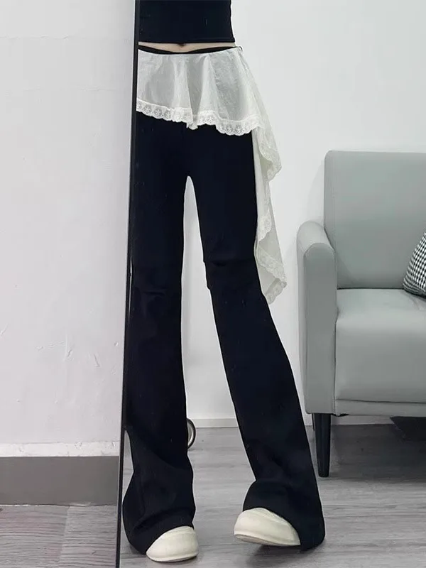 Plus Größe Spitze Splice Ballett Sle f Rock frauen Sommer Schichtung ort Rock Unebene Saum Abnehmen mittlere Taille Design