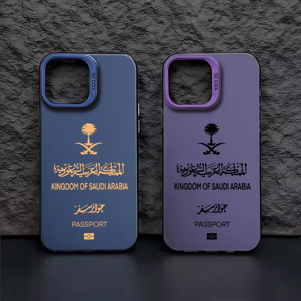 Saudi Arabia Passport Phone Case For iPhone 16 15 14 13 12 11 Pro Max X XR XSMAX 8 7 Plus Candy Matte Shockproof Back Cover