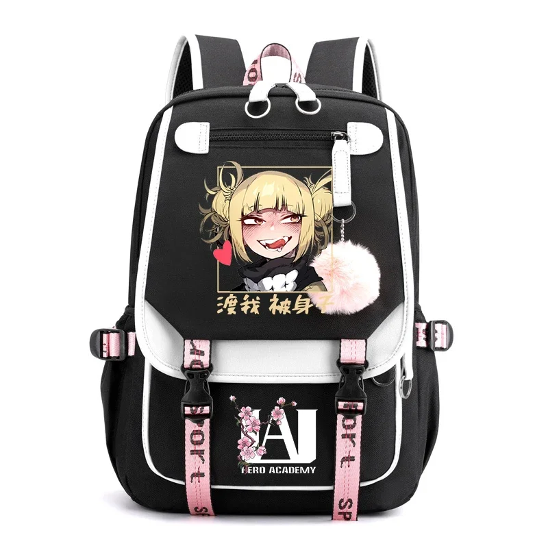 Mochila de Anime Boku no Hero Academia Toga Himiko para niñas, bolsa de libros Kawaii, mochila de viaje impermeable, bolsa escolar de alta calidad para mujeres