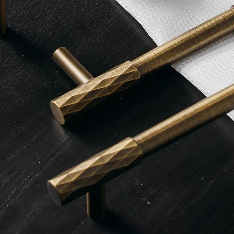 French Diamond Shaped Cabinet Handle Brass Cabinet Door Handle American Style Simple and Luxurious Drawer Handle
