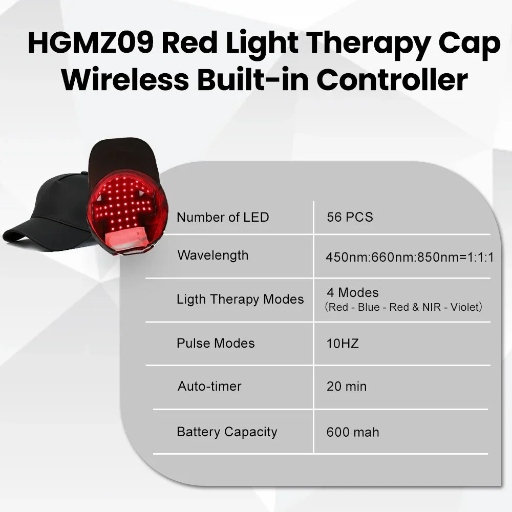 Rotlichttherapie für schnelles Haarwachstum, Rot- und Infrarotlichttherapiegerät zur Behandlung von Haarausfall mit USB-Ladefunktion, Anti-Haarausfall – Detail 18