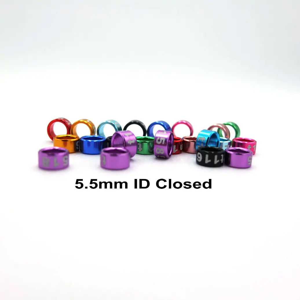 Aluminum Bird Leg Bands, Closed Parrot Rings, Non-Custom, Random-Character, Color-Mixture, 5.5mm, 25Pcs Lot