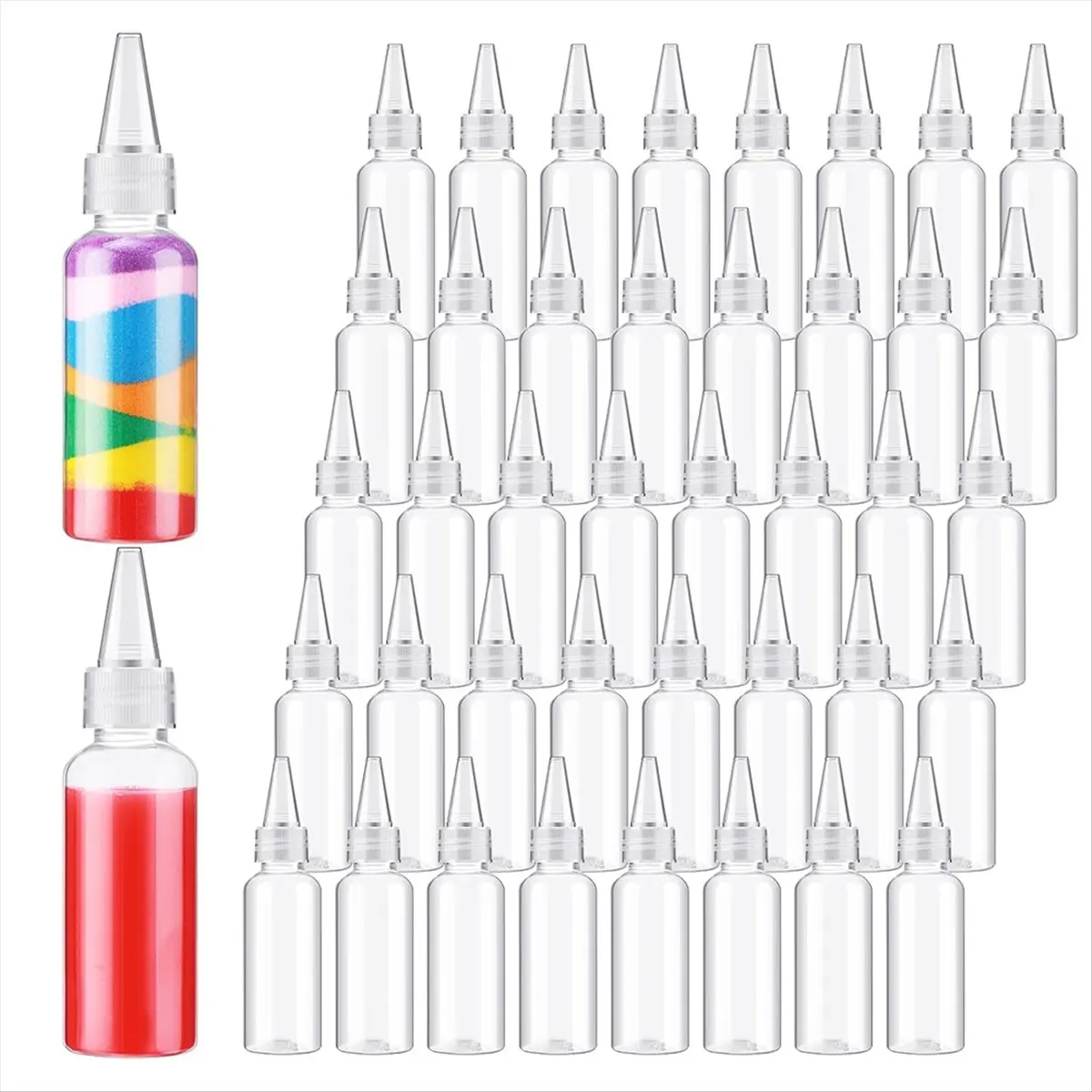 ABNH 1.7 Oz Plastic Squeeze Bottles for Paint Crafts Empty Sand Art Supplies with Leak-Proof Top Caps Writer Bottles 50 Pcs
