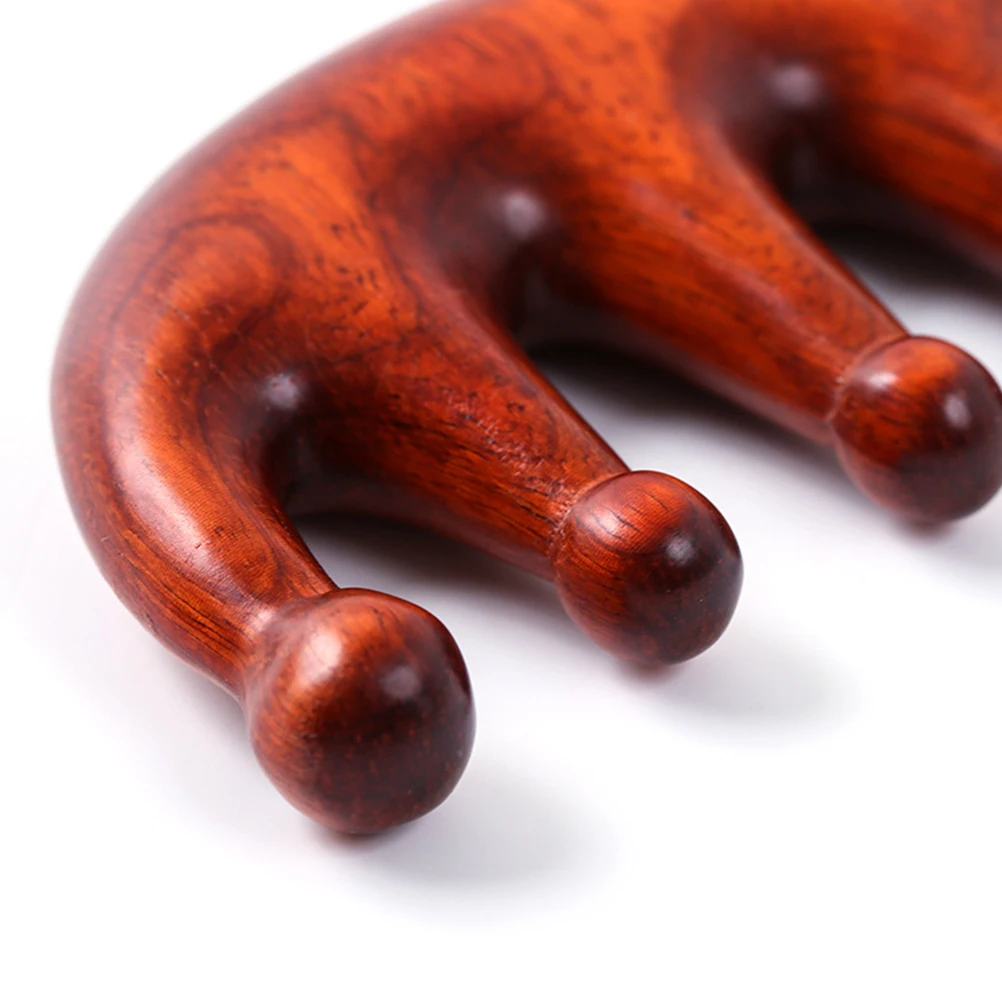 

1pc Purple Sandalwood Comb Natural Wide-Tooth Round Bead Portable Five-Tooth Hair Comb For Scalp Massage Stress Relief Durable