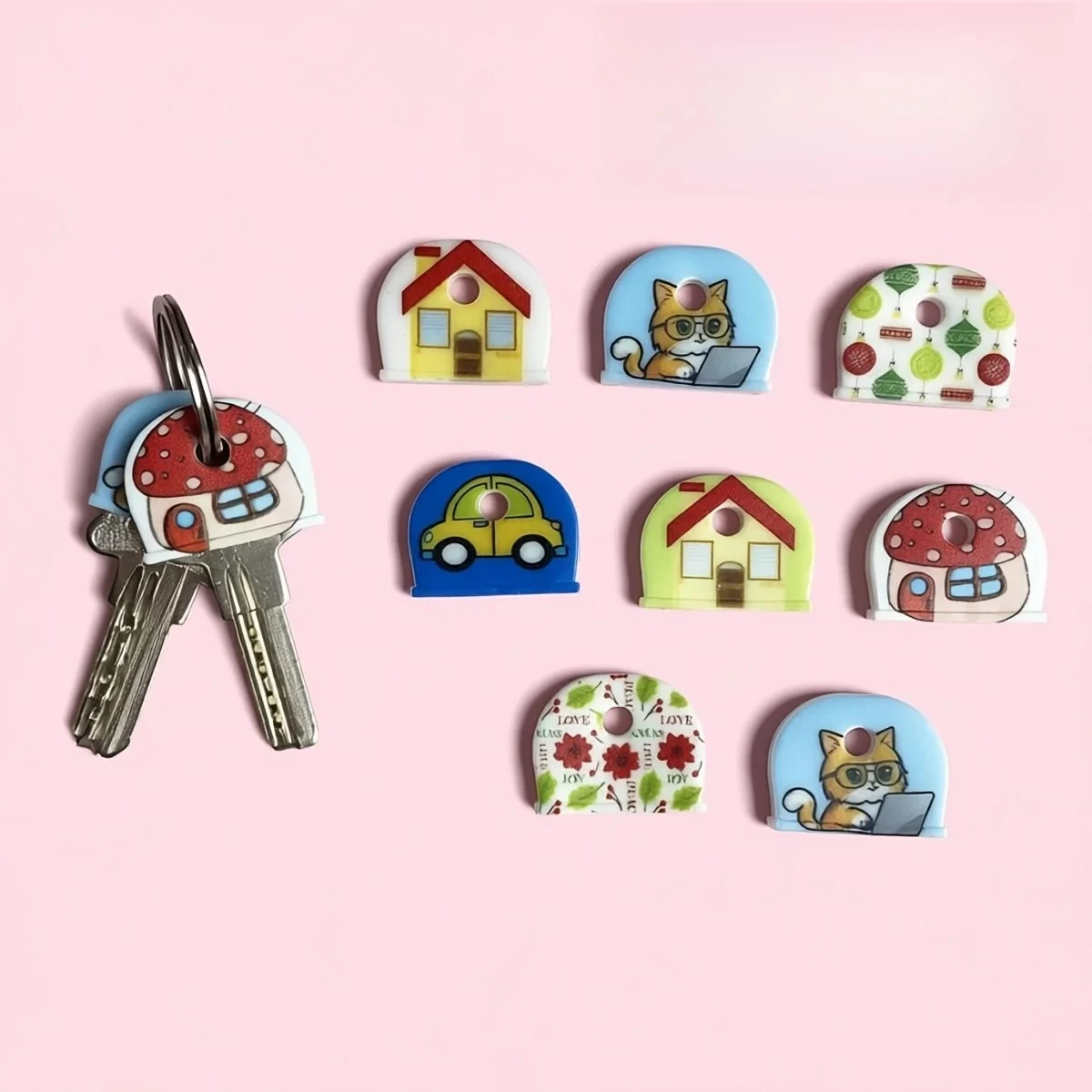 Silicone Key Identifier Covers 10 Pcs Soft Rubber Key Protector Caps Non Slip Keychain Accessory Household Identification Marker