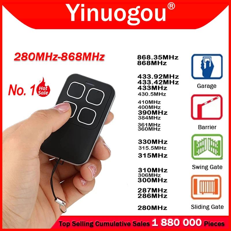 

Waterproof Level IPX8 4 IN 1 Multifrequency Garage Door Remote Control Duplicator 280MHz-868MHz Gate Opener Clone Variable Code