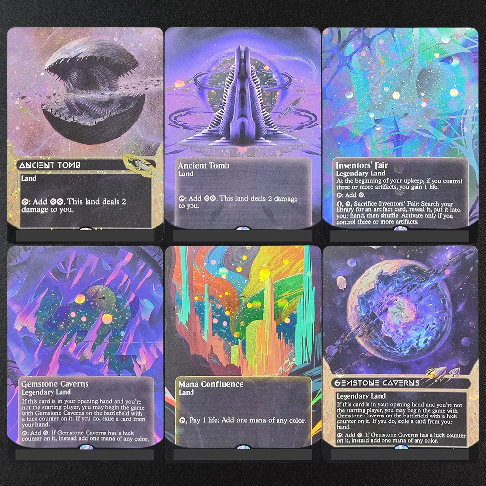 

Коллекционные карты Magic: The Gathering (TCG) на английском языке: Ancient Tomb, Ancient Tomb Mana Confluence, Inventors' Fair, Gemstone Caverns, Reflecting Pool