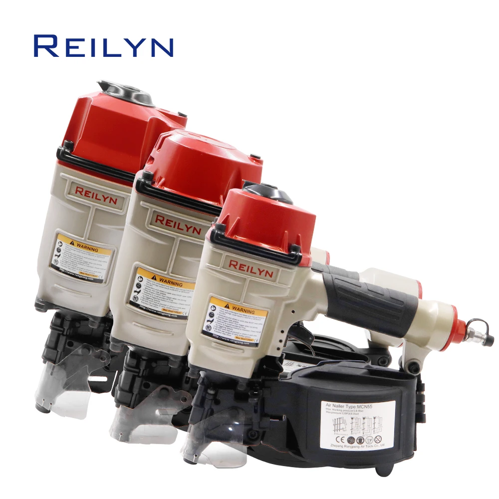 Reilyn Industrial Coil Nailer MCN55 70 80 Pallet Nail Gun for Wood Working Furniture Roofing Fencing Sheathing Making Tools