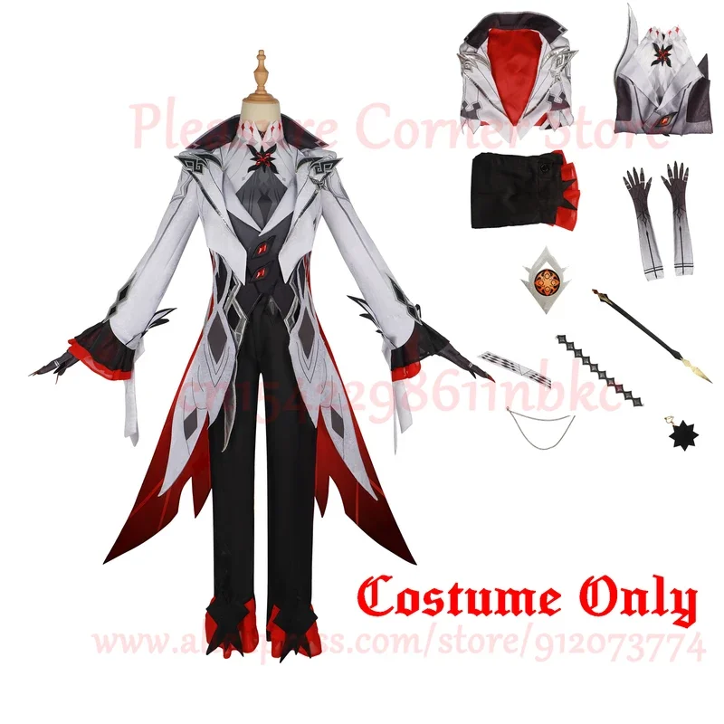 New Harlequin Cosplay Costume Wigs Genshin Impact Fatui The Knave Harlequin Uniform Eleven Fatui Harbingers Costume Outfit