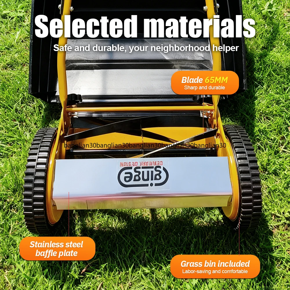 14 Inch Lawn Mower Unpowered Hand Pushed Weeding Machine Household Manual Lawn Mower Lawn Mowing Trimming Tools For Villa Garden