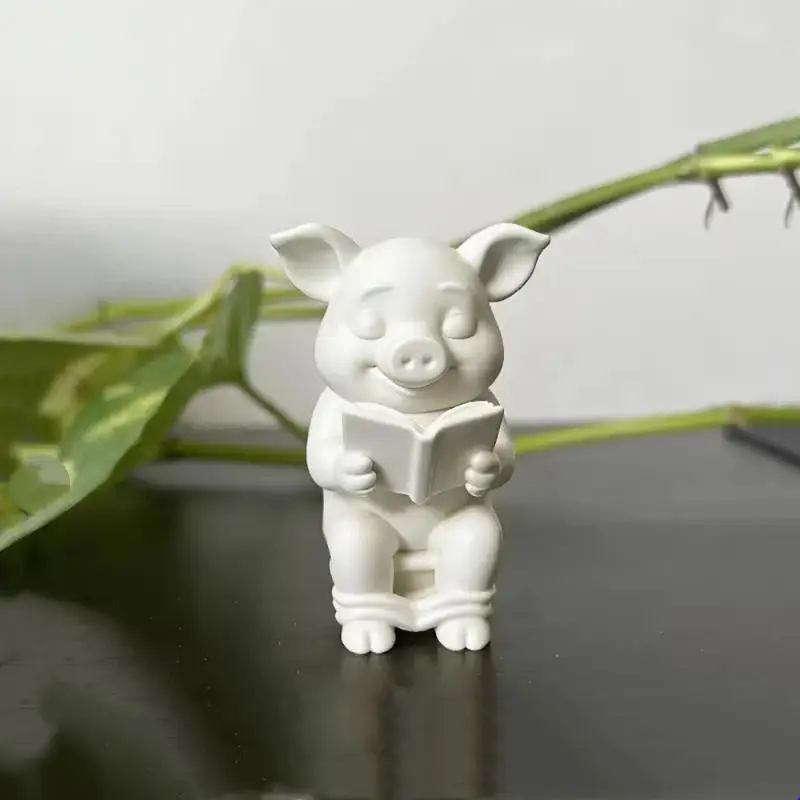 Cute Pig Sitting On Toilet Bathroom Decor Tabletop Or Wall Mounted For Home Office Living Room Display Decor