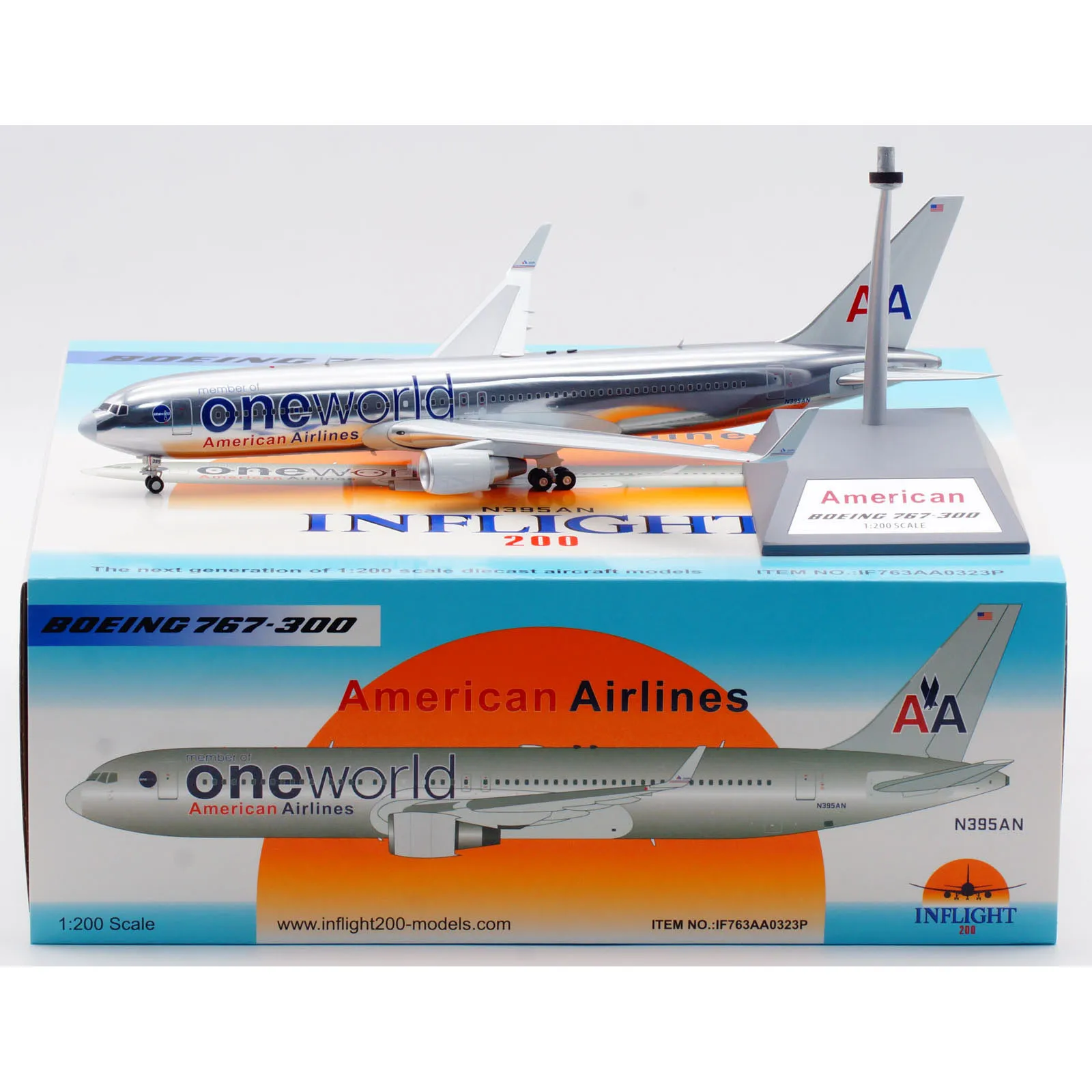 

IF763AA0323P Alloy Collectible Plane Gift INFLIGHT 1:200 American Airlines Boeing B767-300ER Diecast Aircraft Jet Model N395AN