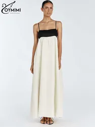Oymimi-vestido de algodón Beige para mujer, prenda elegante con tirantes finos, informal, espalda abierta, holgado, ropa de calle