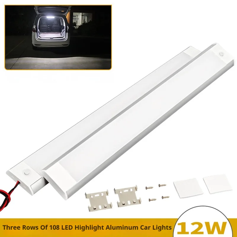 

2PCS 12-80V High Light 108 Beads Van Compartment Light Car RV Cab Reading Light With Switch Trunk Light
