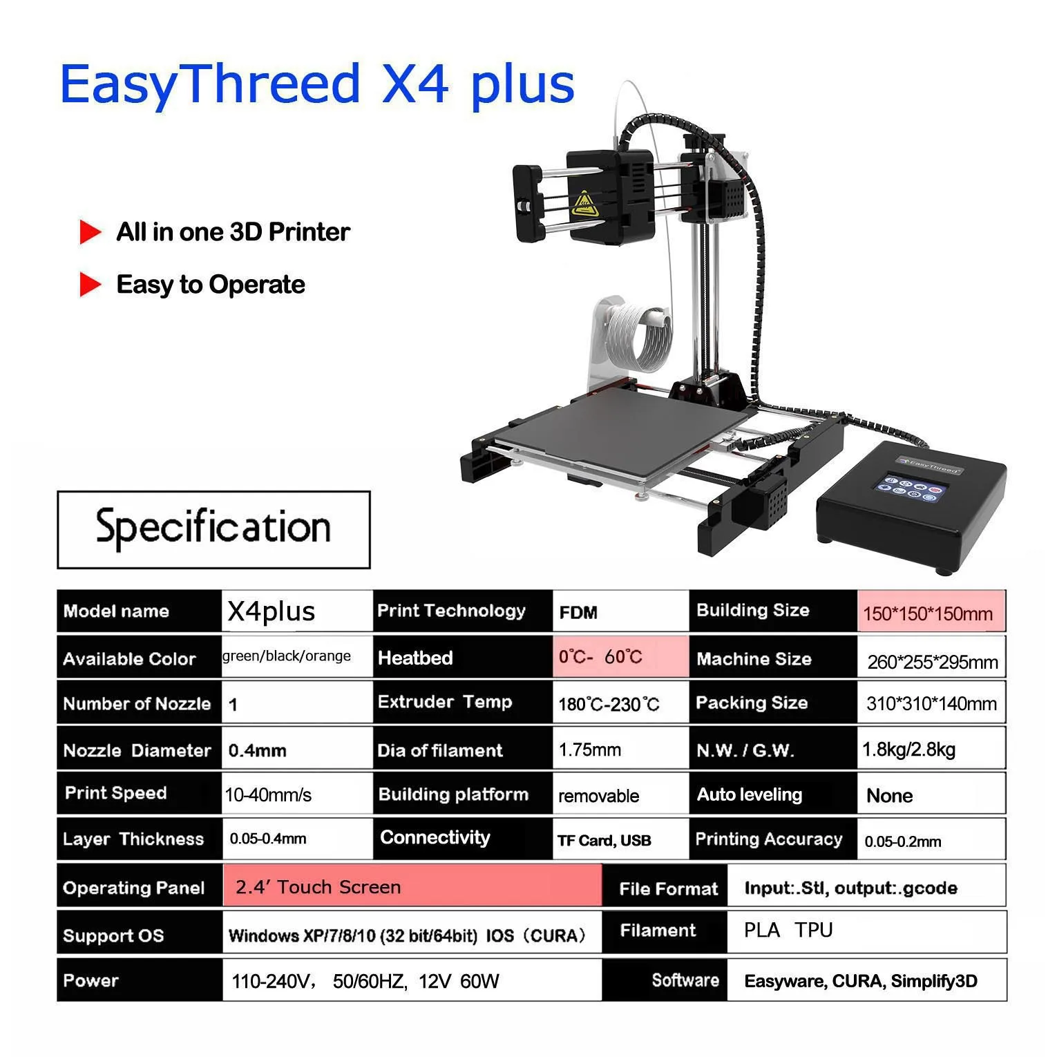 Easythreed X4plus Mini Silent 3D Printer with Heated Bed Home Use And Education Suitable 15 Cubic Centimeters Print Size