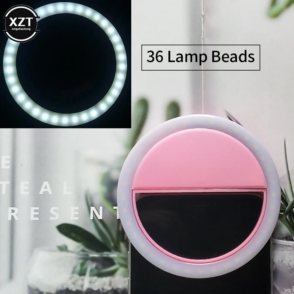 LED Selfie Lamp Ring Mobile Phone Fill Light Beauty Lamp USB Charge for IPhone Samsung Xiaomi Phone Selfie Clip Light Accessoire