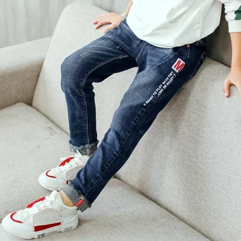 Boys Slim Fit Jeans 5 3-12 Years Spring Autumn Boys Jeans Letter M Slim Fit Style Casual Long Trousers For Kids Handsome Children Birthday Present 5