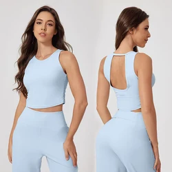 Alpha Yoga Racerback High Neck U-shaped Backless Sports Bras for Women Sleeveless Fitness Workout Crop Tops