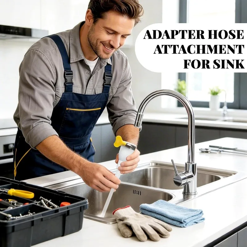 Sink Faucet Extension Hose Adapter with Clamp, Extra Long Universal Water Connector for Garden Bucket Pet Bathing