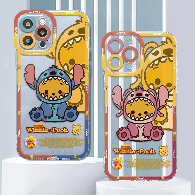 Clear Phone Case for Samsung Galaxy A55 A54 A53 A52 A12 A32 A51 A33 A34 A21s A13 A15 A23 A50 Disney Pooh Cosplay Stitch Lotso