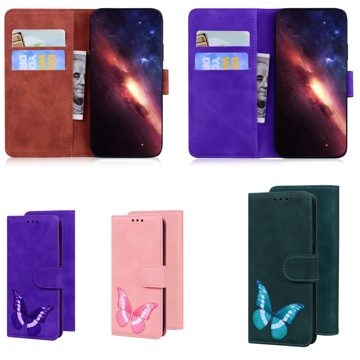 Butterfly Magnetic Flip Case For Xiaomi 10 10 PRO NOTE 10 PRO POCO M2 C31 Note 10 Lite Mini Wallet Card Solt Phone Cover Coque