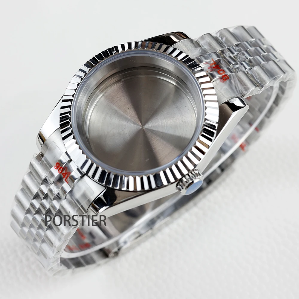 NONE 36mm/39mm nh35 Uhrengehäuse Edelstahl Jubiläums armband Saphirglas wasserdicht für seiko nh35 nh36 Uhrwerk datejust Fall 6