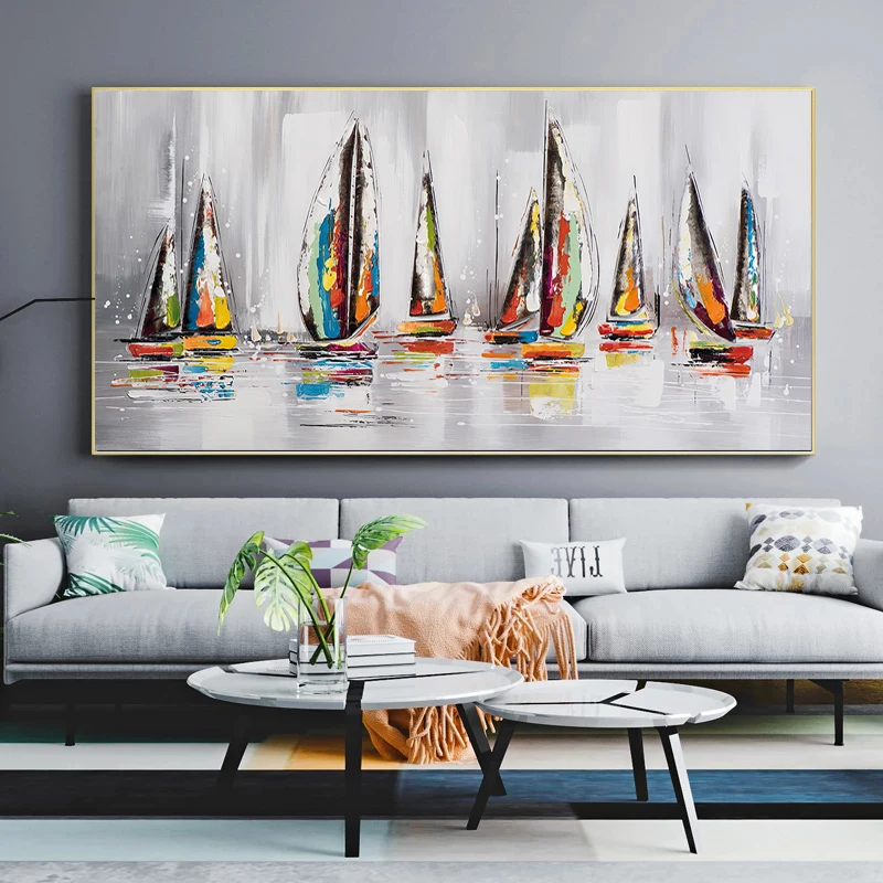 One Piece Abstract Boat Ship Posters SailBoat Painting Canvas Print Wall Picture for Living Room Modern Home Decoration No Frame