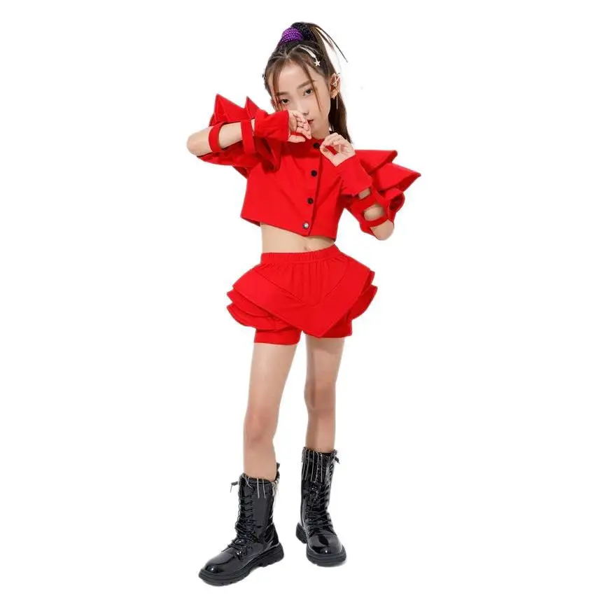 

Jazz Style Hip-hop Costume Urban Dance Girl Clothes Performance Dancer Stage Outfit Children Model Catwalk Singer Teenage