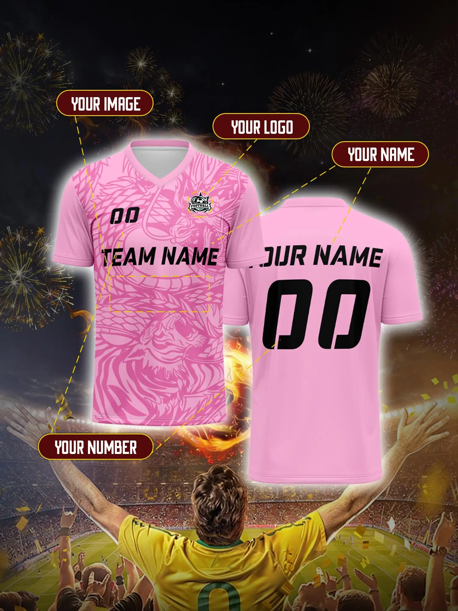 Custom Soccer Jersey With Custom Image, Number And Name, mesh ventilated sweat proof training wear view 2