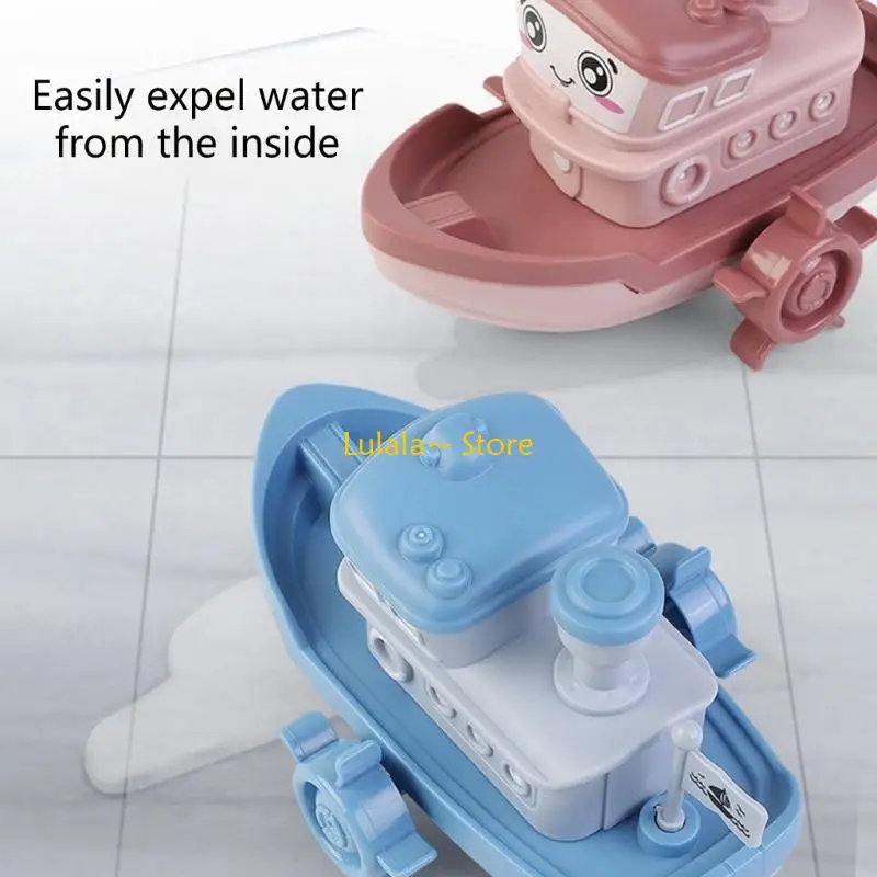 Y4QA Baby Bath สระว่ายน้ำน้ำ Wind-up น่ารักเรือสำหรับเด็กวัยหัดเดิน 1-3 อาบน้ำ Hot Tub ลอยของเล่นการ์ตูน Yacht