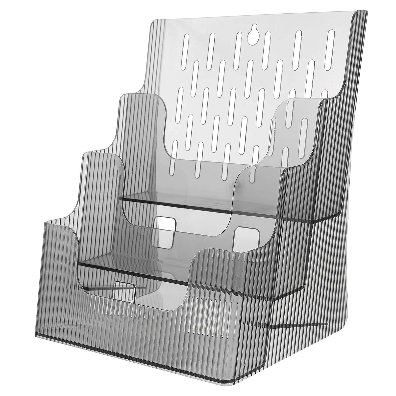 1pc Clear File Holder Acrylic Desktop Document Organizer Brochure Pamphlet Storage Rack Office Study Magazine Stand Folder