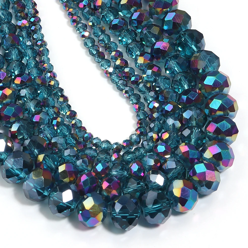 3 4 6 8 10mm Faceted Crystal Beads Peacock Blue Glass Abacus Loose Beads For DIY Jewelry Making Bracelets Necklace Accessories image 4