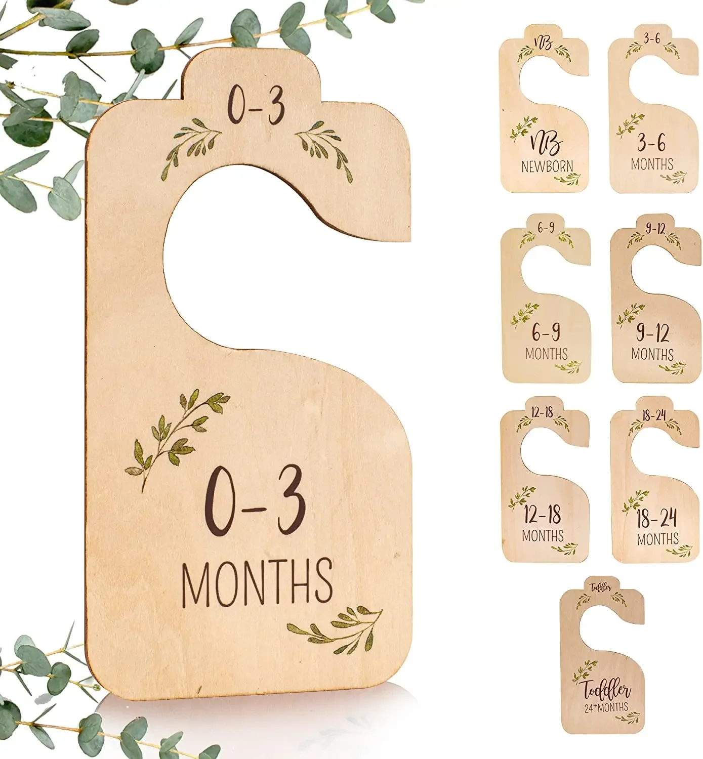 

8Pcs Wooden Baby Closet Dividers Baby Closet Size Divider Wooden Baby Closet Organizers Cute Hanging Closet Dividers Durable