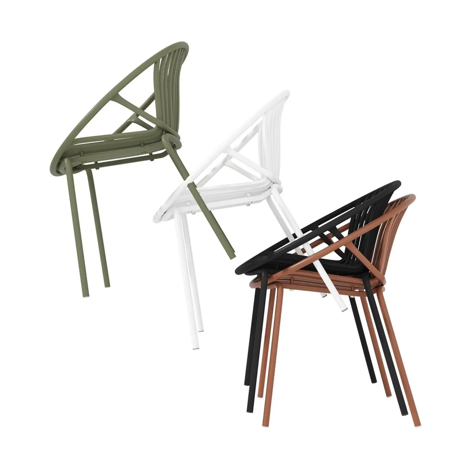 

Комплект уличных стульев для патио: штабелируемые, современные, с дышащей пластиковой спинкой и металлическими ножками, для садовых вечеринок