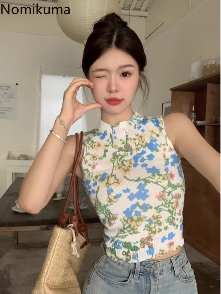 Floral Sweet Crop Tops Fashion Summer Camis Women Clothing Bandage Backless Sexy Camis Hollow Out Tunic Korean Y2k Tanks 27y264