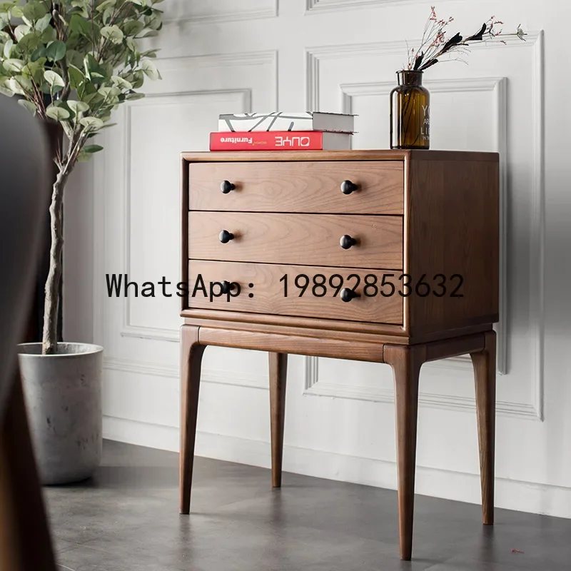 

H5.14 Nordic ash wood walnut solid wood home living room sofa side cabinet