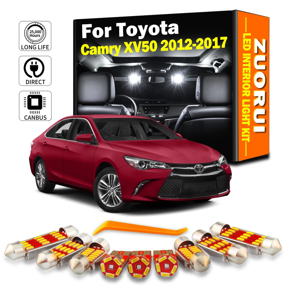 

ZUORUI 14 шт. светодиодный комплект внутреннего освещения с картой купола для Toyota Camry XV50 MK7 2012 2013 2014 2015 2016 2017 автомобильные аксессуары