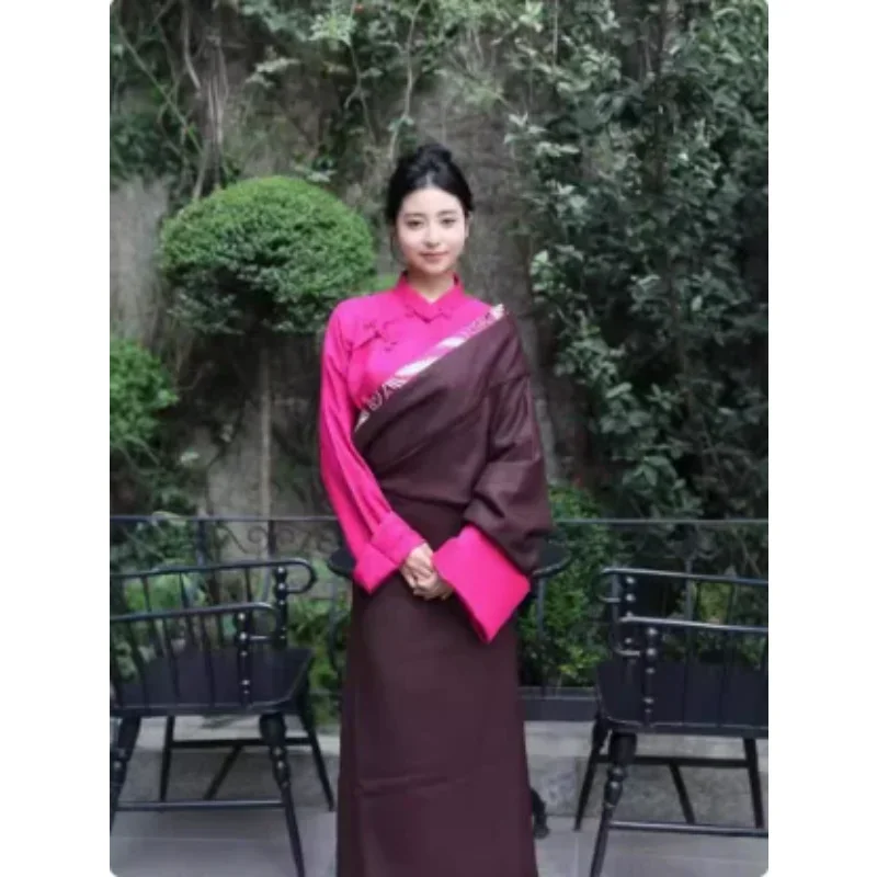 Xizang-Ensemble de robe tibétaine en dentelle pour femme, Kangba chinois