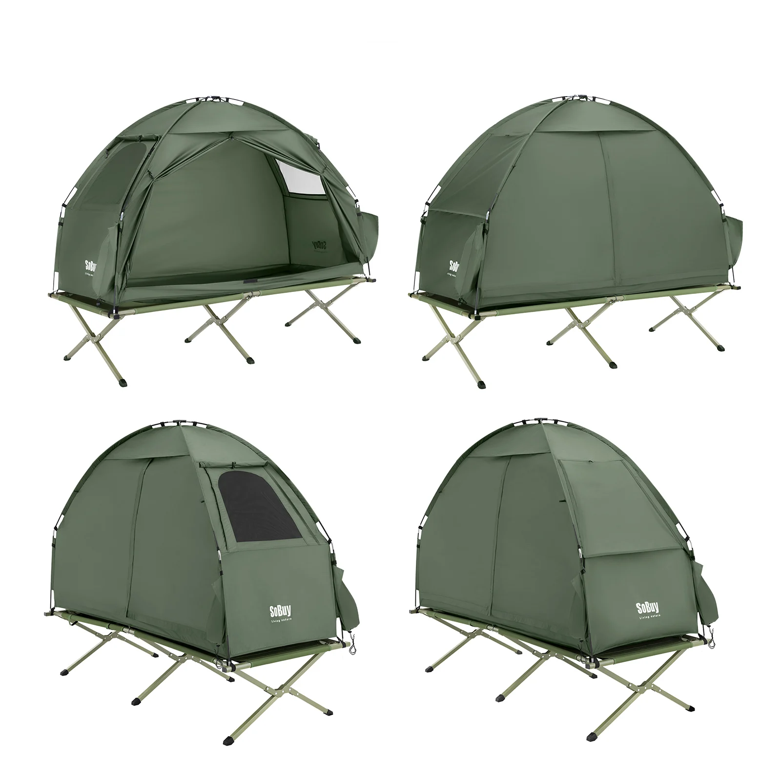 SoBuy OGS32-II Campingzelt Einzelzelt mit Lampenhaken und Schuhaufbewahrungstaschen 2in1-Zelt 1 Person praktische 193x160x86cm – Detail 11