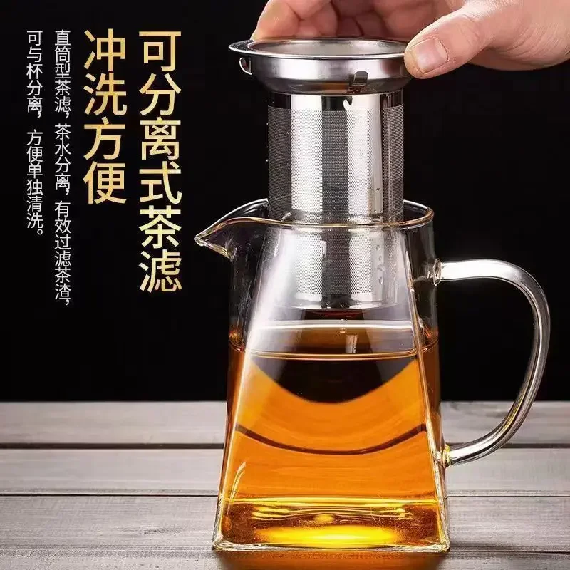 Heat Resistant High BorosilicateGlass Teapot with Stainless Steel Tea Strainer Household for Tea Summer Winter Drinkware