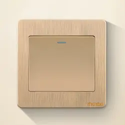 Gold Wall Switches 1/2/3/4 Gang 1Way Button Wall Light Switch Panel On / Off Push Buttons with LED Lamp Home Accessories