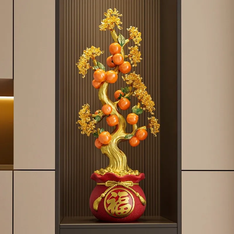 Persimmon persimmon ruyi fortune tree entrance decoration ornaments living room large-scale landing opening new house housewarmi
