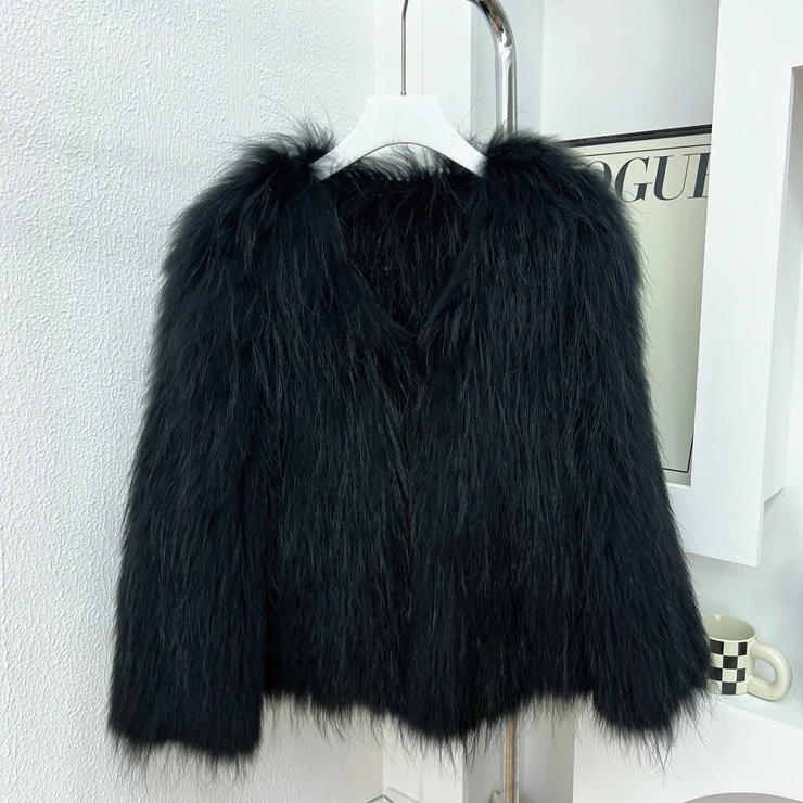 2023 new encryption raccoon hair double-sided woven fur coat female Mao Mao coat young online celebrity coltsfoot.